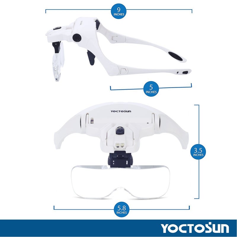 YOCTOSUN Head Mount Magnifier with 2 Led Professional Jeweler's Loupe Light Bracket and Headband are Interchangeable - Image 5